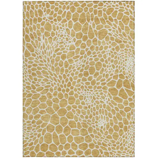 Gold And Ivory Geometric Washable Indoor Outdoor Area Rug Photo 8