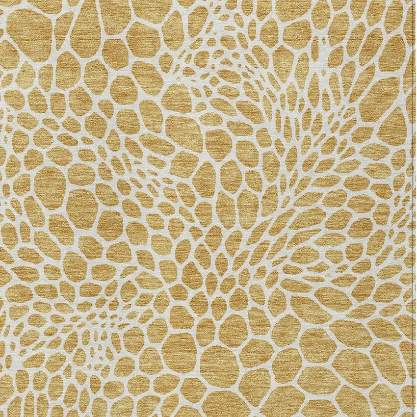 Gold And Ivory Geometric Washable Indoor Outdoor Area Rug Photo 7
