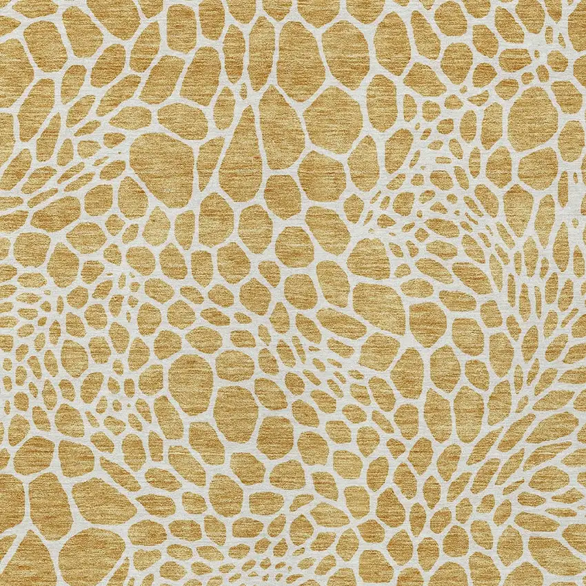 Gold And Ivory Geometric Washable Indoor Outdoor Area Rug Photo 5