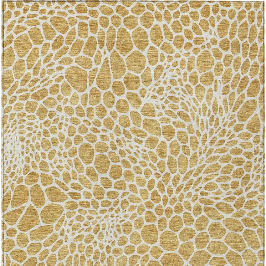 Gold And Ivory Geometric Washable Indoor Outdoor Area Rug Photo 6