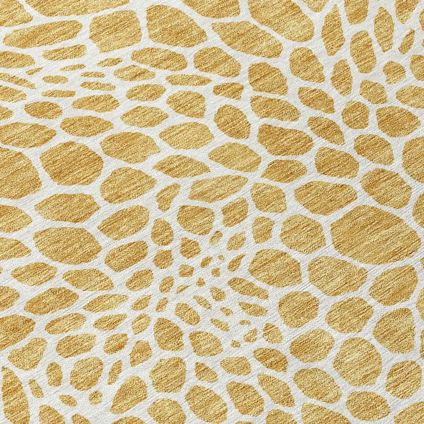 Gold And Ivory Geometric Washable Indoor Outdoor Area Rug Photo 4