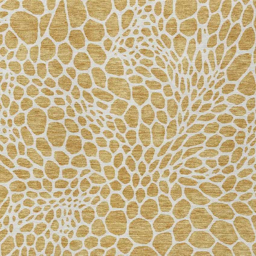 Gold And Ivory Geometric Washable Indoor Outdoor Area Rug Photo 7