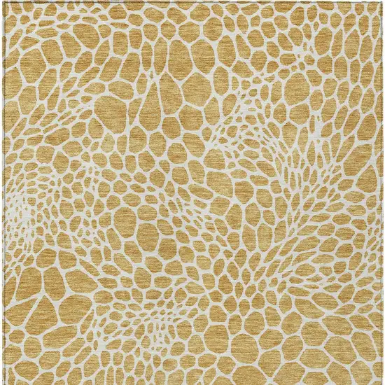 Gold And Ivory Geometric Washable Indoor Outdoor Area Rug Photo 8
