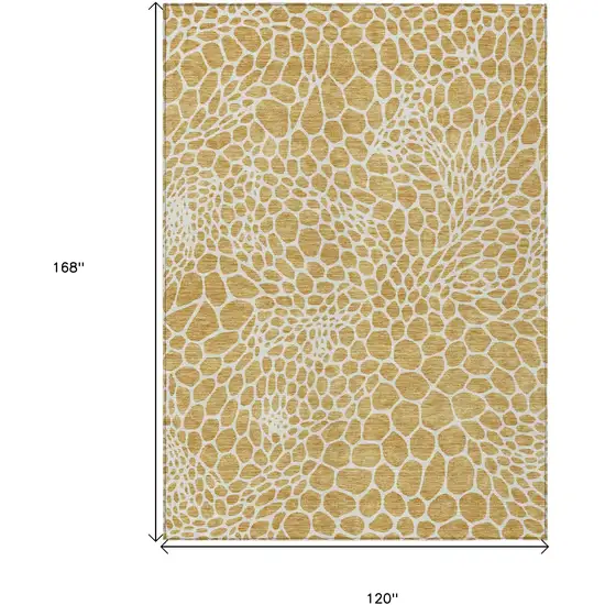 Gold And Ivory Geometric Washable Indoor Outdoor Area Rug Photo 3