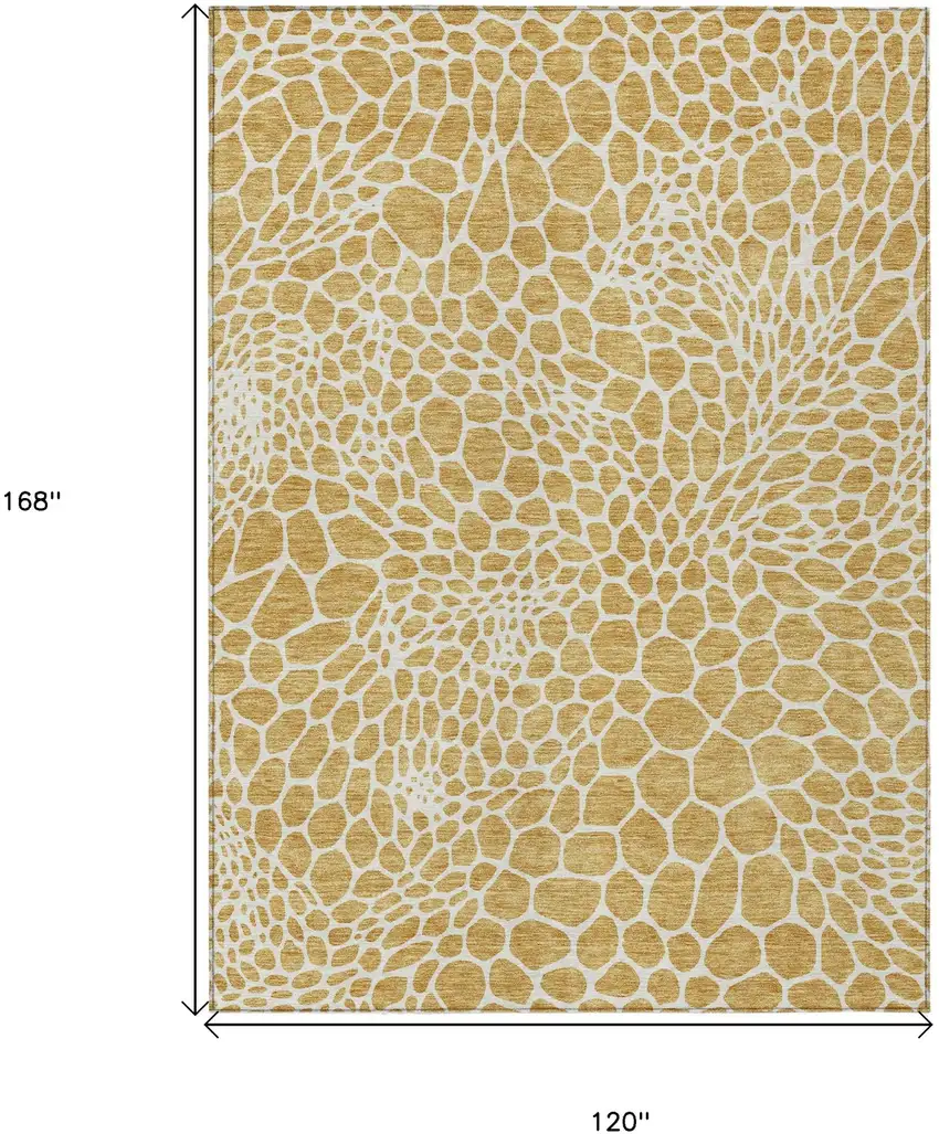 Gold And Ivory Geometric Washable Indoor Outdoor Area Rug Photo 3