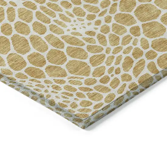 Gold And Ivory Geometric Washable Indoor Outdoor Area Rug Photo 5