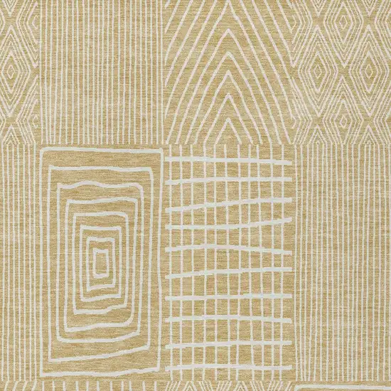 Gold And Ivory Geometric Washable Indoor Outdoor Area Rug Photo 5