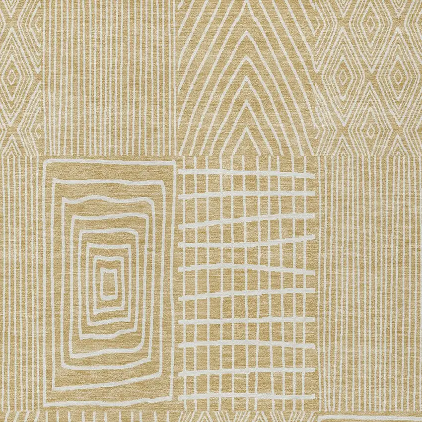 Gold And Ivory Geometric Washable Indoor Outdoor Area Rug Photo 5