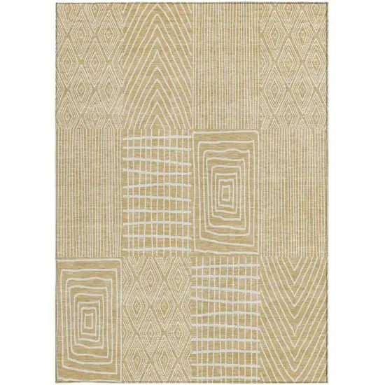 Gold And Ivory Geometric Washable Indoor Outdoor Area Rug Photo 7