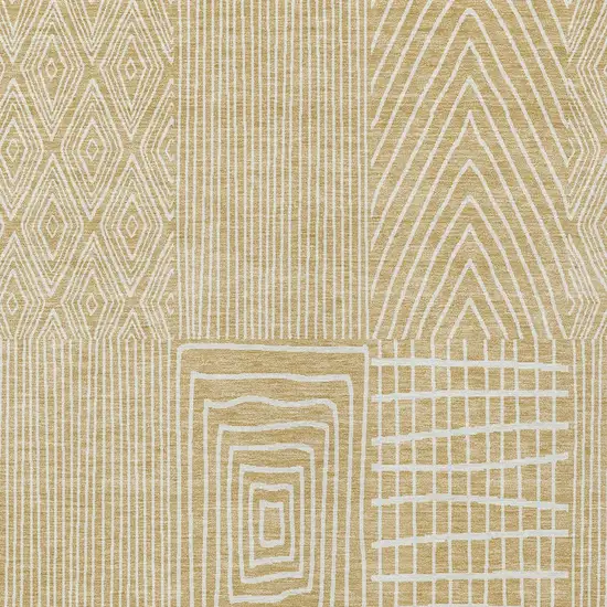 Gold And Ivory Geometric Washable Indoor Outdoor Area Rug Photo 6