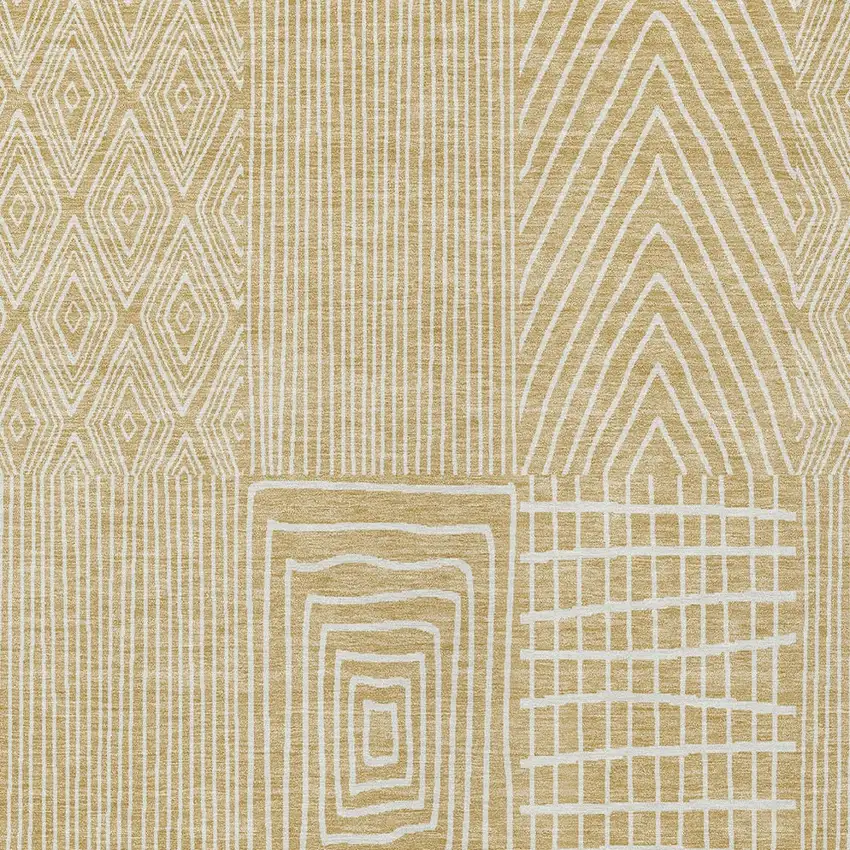 Gold And Ivory Geometric Washable Indoor Outdoor Area Rug Photo 6