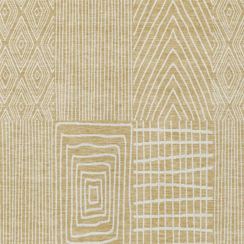 Gold And Ivory Geometric Washable Indoor Outdoor Area Rug Photo 6