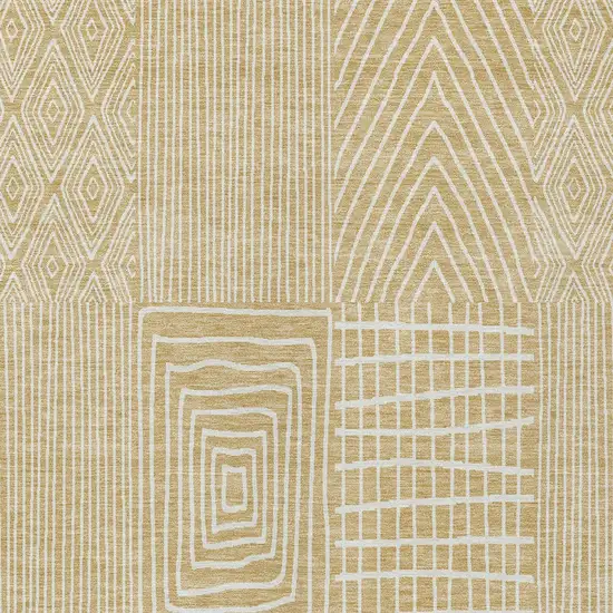 Gold And Ivory Geometric Washable Indoor Outdoor Area Rug Photo 6