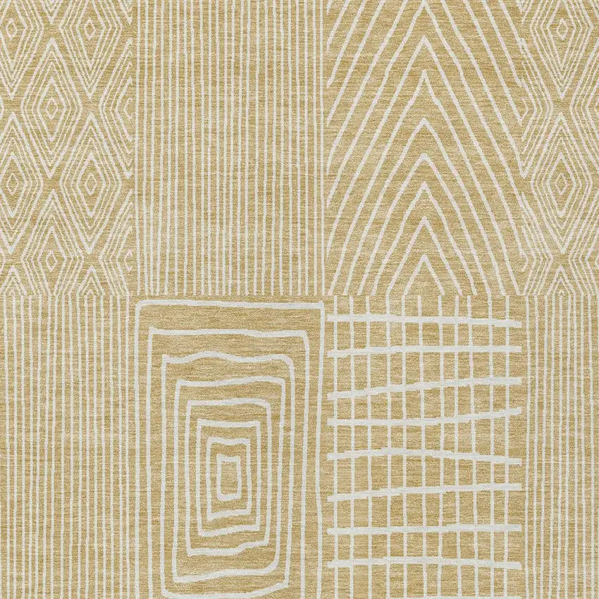 Gold And Ivory Geometric Washable Indoor Outdoor Area Rug Photo 6