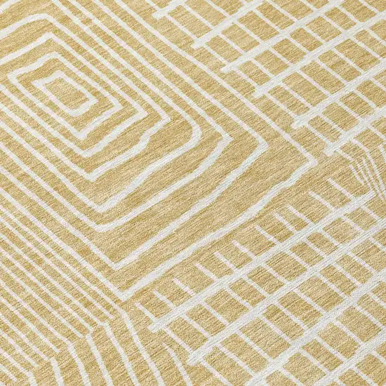 Gold And Ivory Geometric Washable Indoor Outdoor Area Rug Photo 5