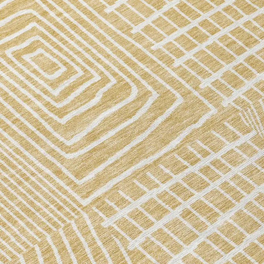 Gold And Ivory Geometric Washable Indoor Outdoor Area Rug Photo 5
