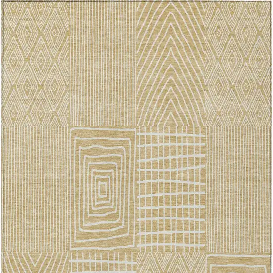 Gold And Ivory Geometric Washable Indoor Outdoor Area Rug Photo 7
