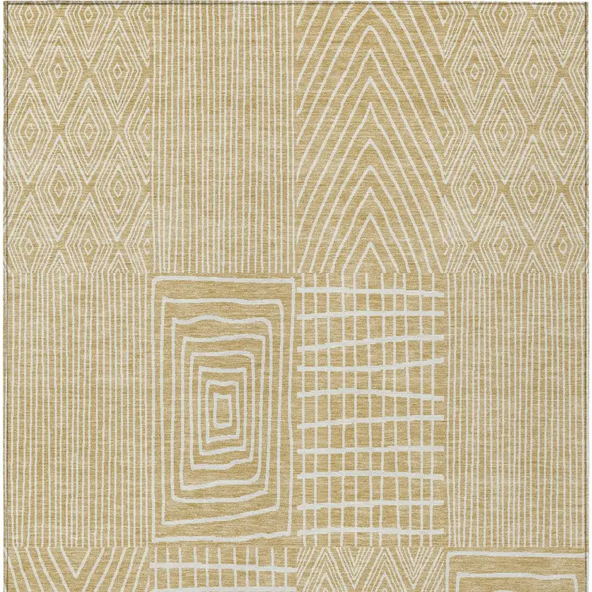 Gold And Ivory Geometric Washable Indoor Outdoor Area Rug Photo 7