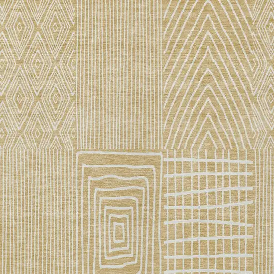 Gold And Ivory Geometric Washable Indoor Outdoor Area Rug Photo 6