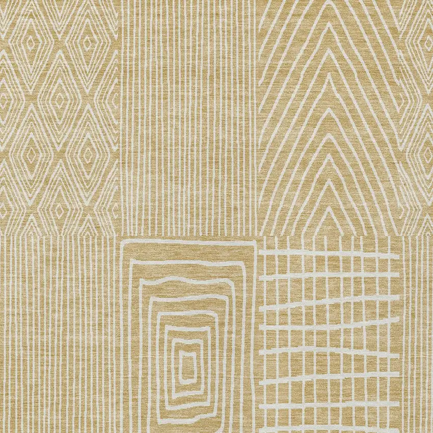 Gold And Ivory Geometric Washable Indoor Outdoor Area Rug Photo 6