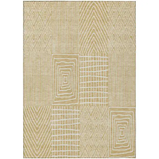 Gold And Ivory Geometric Washable Indoor Outdoor Area Rug Photo 2