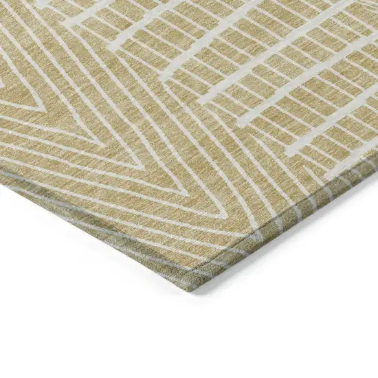 Gold And Ivory Geometric Washable Indoor Outdoor Area Rug Photo 4
