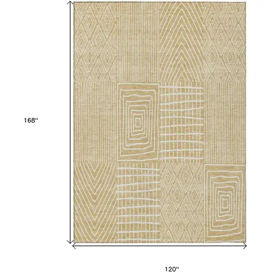 Gold And Ivory Geometric Washable Indoor Outdoor Area Rug Photo 3