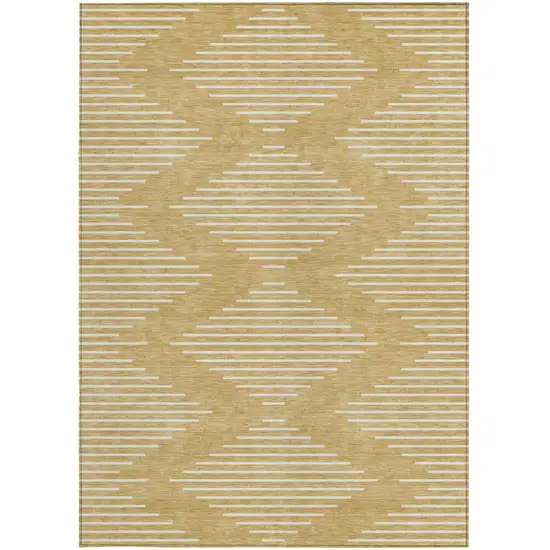 Gold And Ivory Geometric Washable Indoor Outdoor Area Rug Photo 6