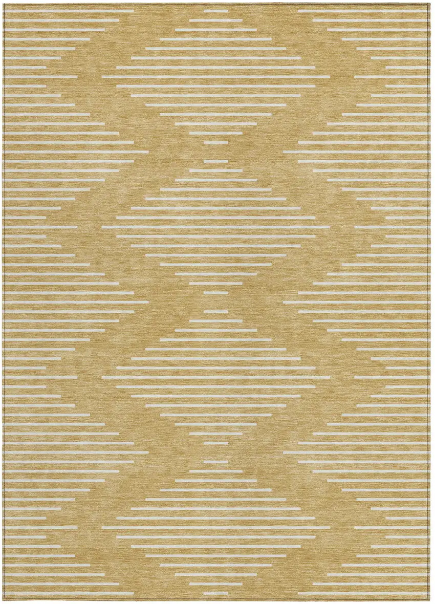 Gold And Ivory Geometric Washable Indoor Outdoor Area Rug Photo 6