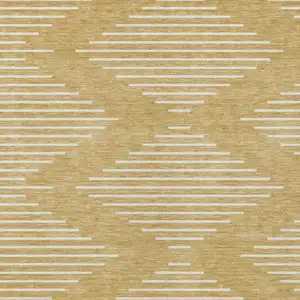 Photo of Gold And Ivory Geometric Washable Indoor Outdoor Area Rug