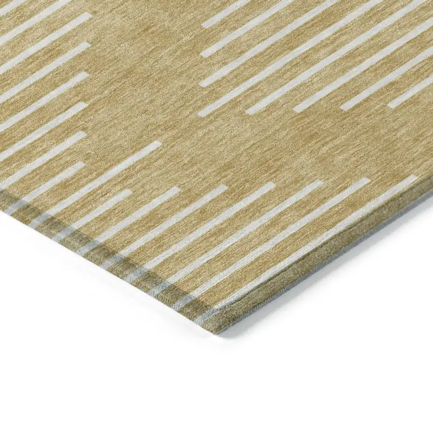 Gold And Ivory Geometric Washable Indoor Outdoor Area Rug Photo 4