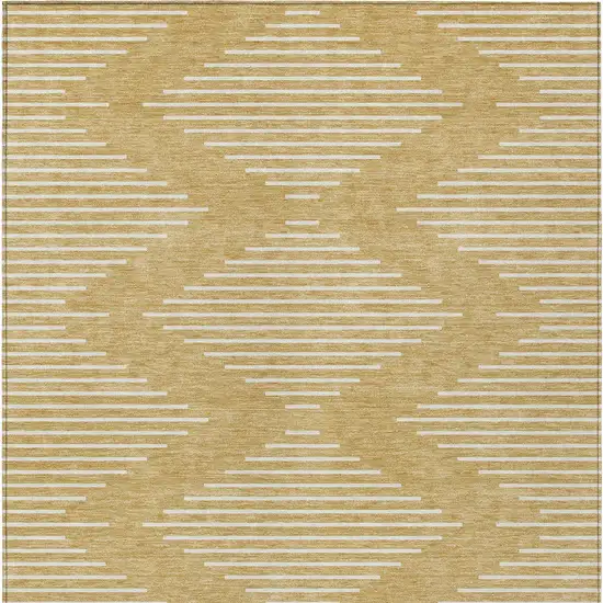 Gold And Ivory Geometric Washable Indoor Outdoor Area Rug Photo 6