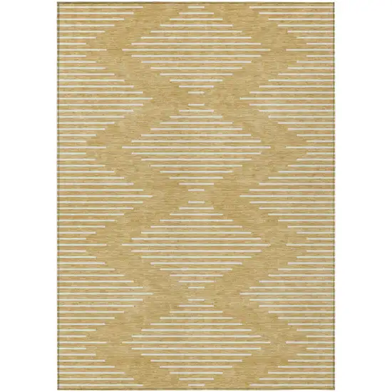 Gold And Ivory Geometric Washable Indoor Outdoor Area Rug Photo 2