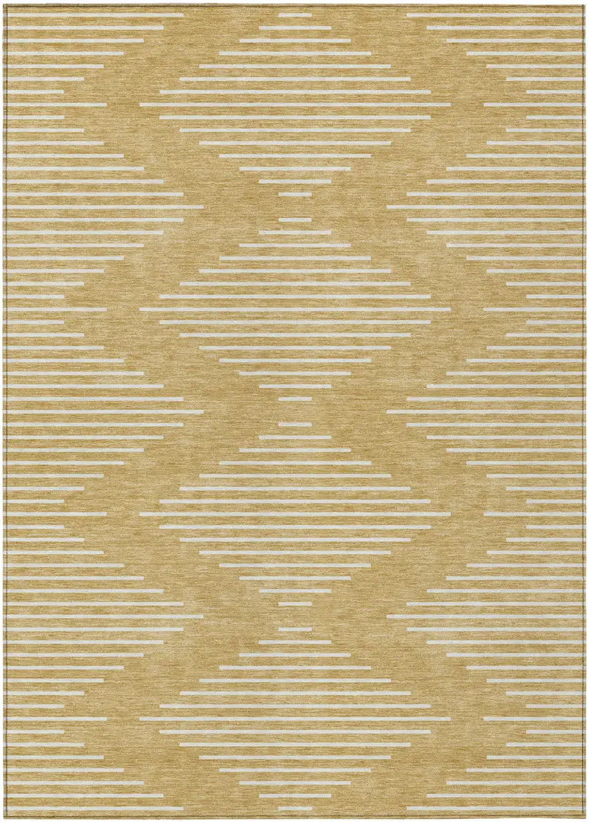 Gold And Ivory Geometric Washable Indoor Outdoor Area Rug Photo 2
