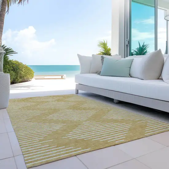 Gold And Ivory Geometric Washable Indoor Outdoor Area Rug Photo 9