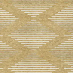 Photo of Gold And Ivory Geometric Washable Indoor Outdoor Area Rug