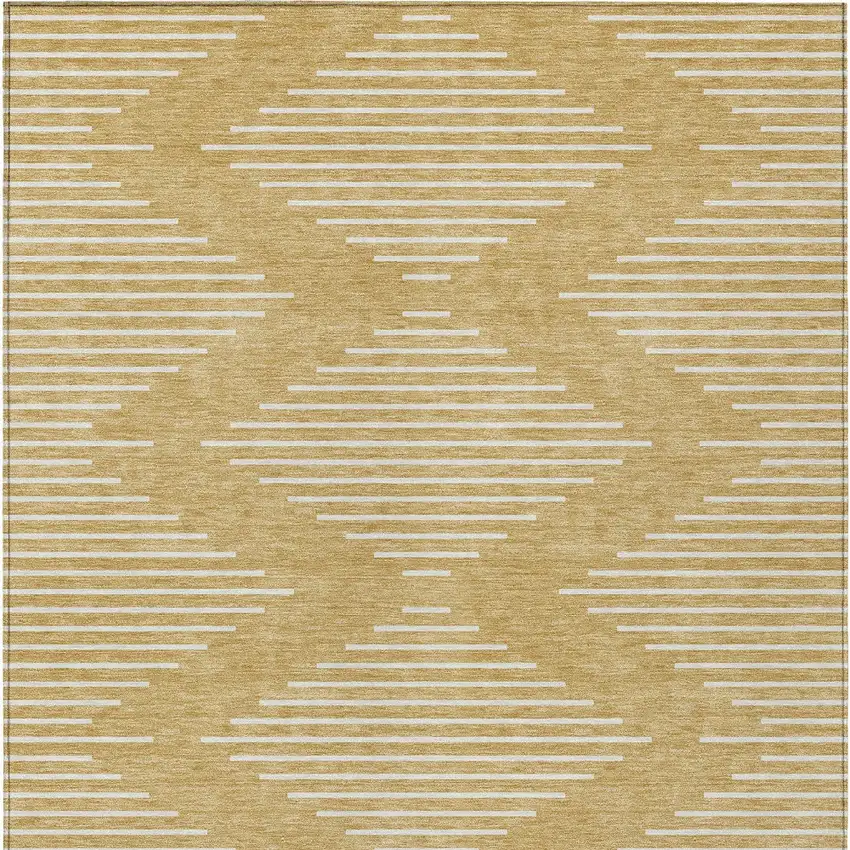 Gold And Ivory Geometric Washable Indoor Outdoor Area Rug Photo 6