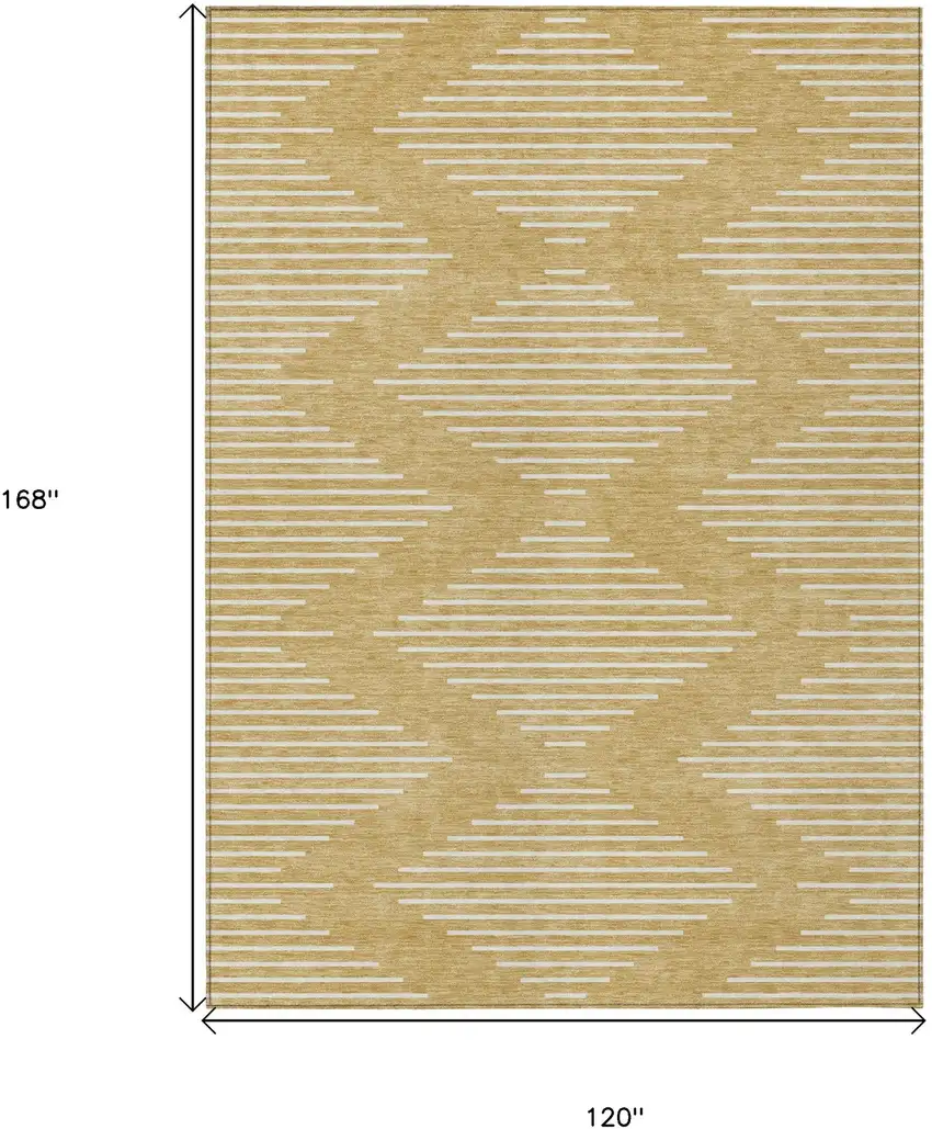 Gold And Ivory Geometric Washable Indoor Outdoor Area Rug Photo 3