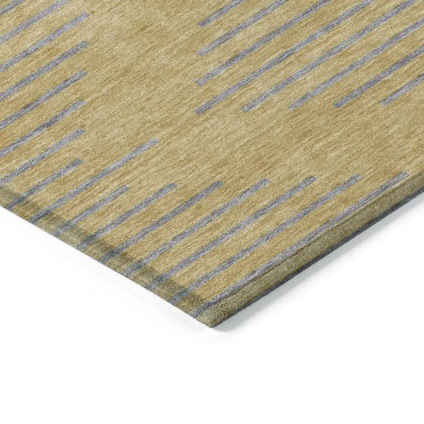 Gold And Ivory Geometric Washable Indoor Outdoor Area Rug Photo 4