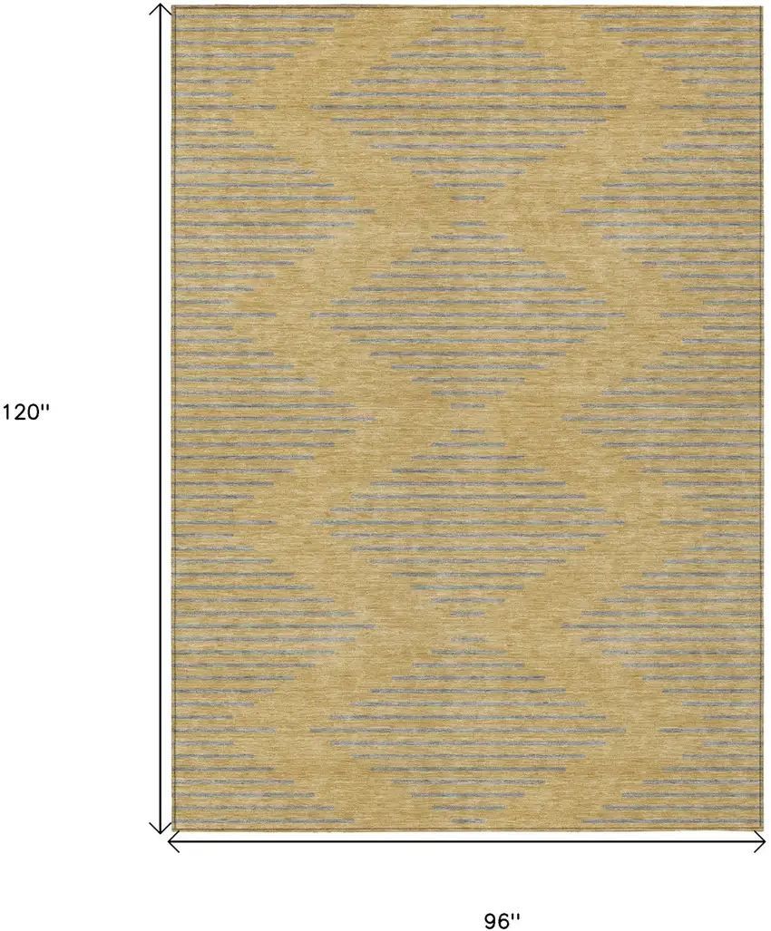 Gold And Ivory Geometric Washable Indoor Outdoor Area Rug Photo 3