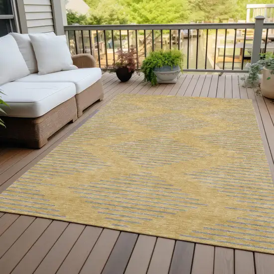 Gold And Ivory Geometric Washable Indoor Outdoor Area Rug Photo 7