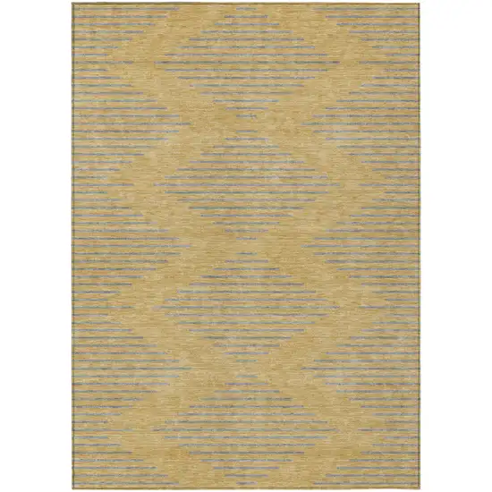 Gold And Ivory Geometric Washable Indoor Outdoor Area Rug Photo 2