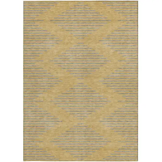 Gold And Ivory Geometric Washable Indoor Outdoor Area Rug Photo 6