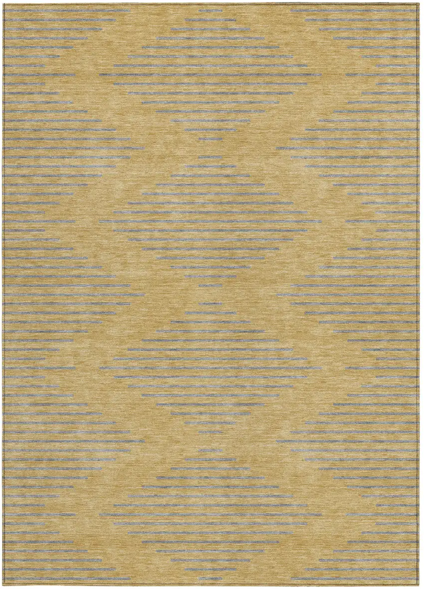 Gold And Ivory Geometric Washable Indoor Outdoor Area Rug Photo 6