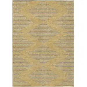 Photo of Gold And Ivory Geometric Washable Indoor Outdoor Area Rug