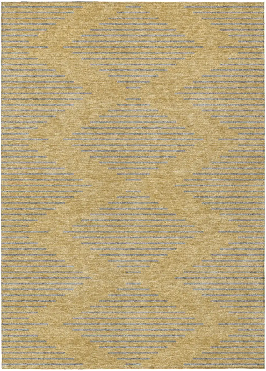 Gold And Ivory Geometric Washable Indoor Outdoor Area Rug Photo 1