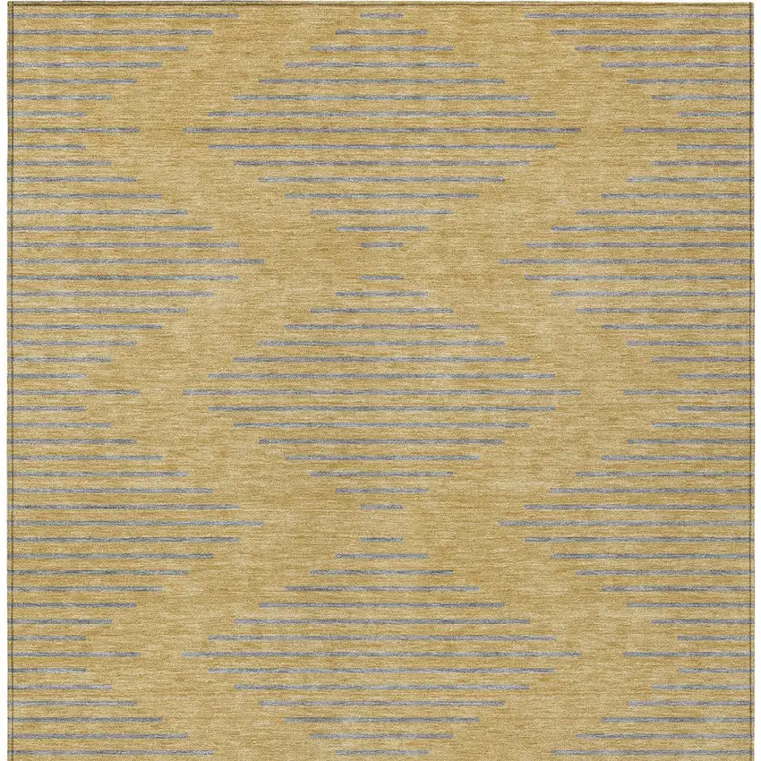 Gold And Ivory Geometric Washable Indoor Outdoor Area Rug Photo 4