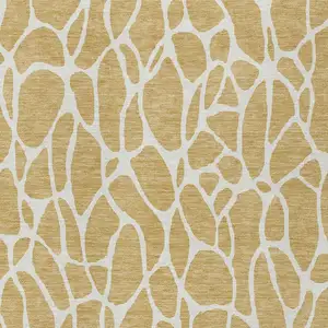 Photo of Gold And Ivory Geometric Washable Indoor Outdoor Area Rug