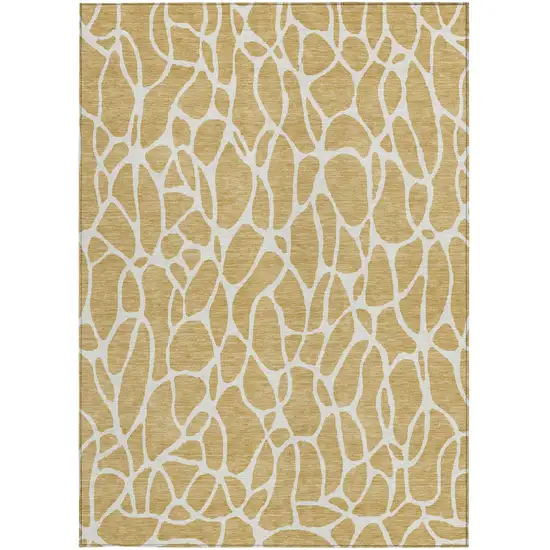 Gold And Ivory Geometric Washable Indoor Outdoor Area Rug Photo 6