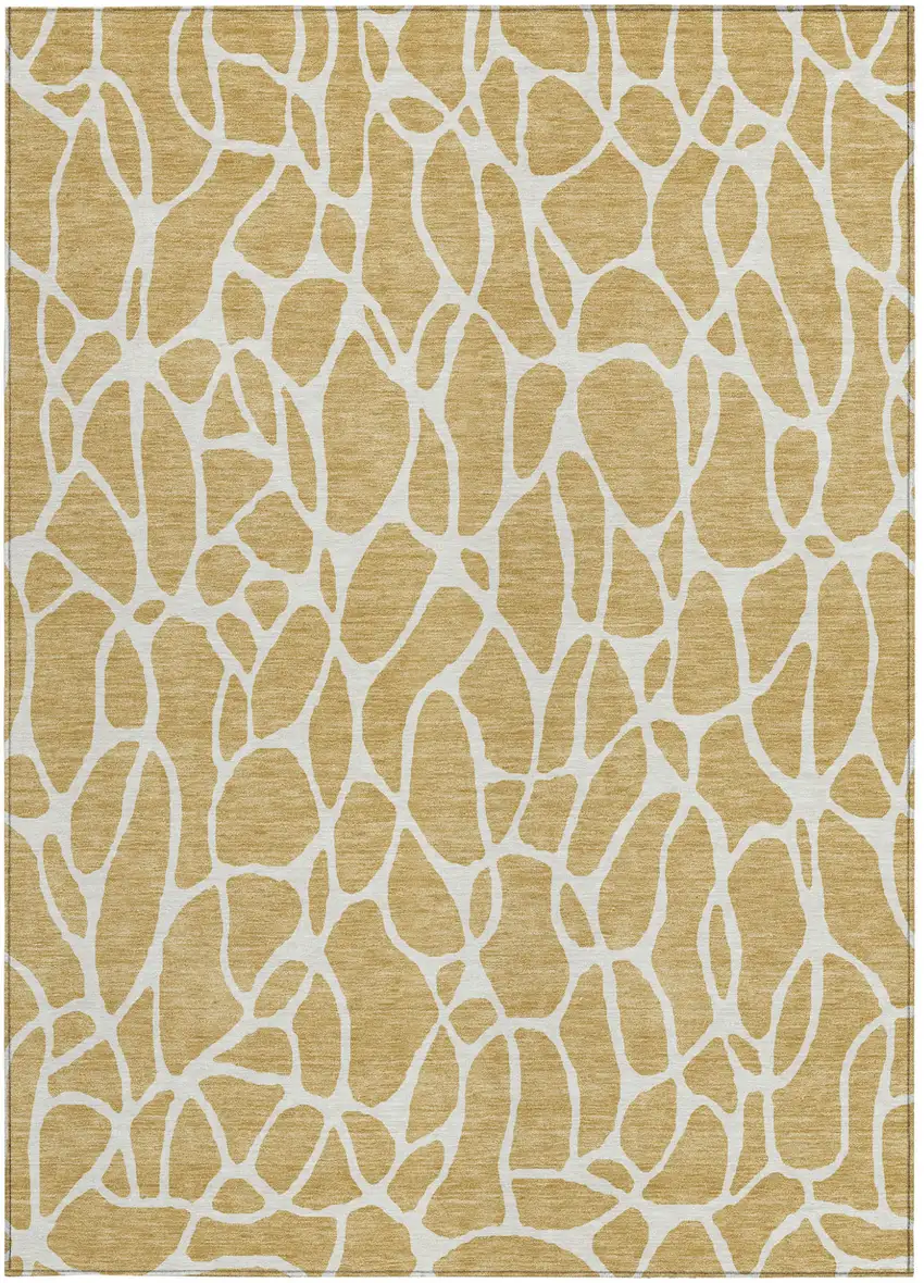 Gold And Ivory Geometric Washable Indoor Outdoor Area Rug Photo 6